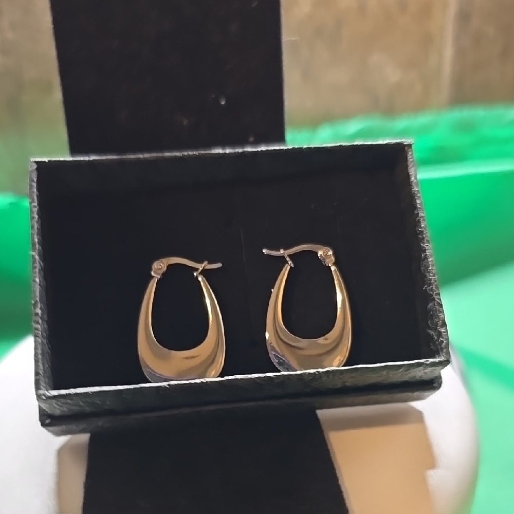 Elegant Stainlees Steel Silver Smooth Hoop Earrings NWOT